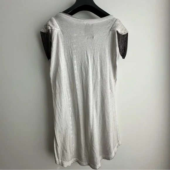 NWOT Vintage Zara Trafaluc Grey V-Neck Short Sleeve Chain Epaulette Tee M - Picture 3 of 16